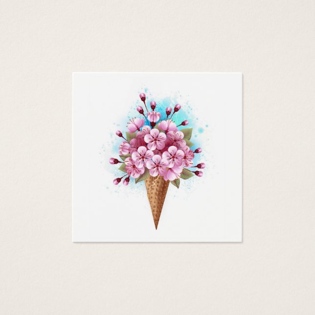 Crema rosa de hielo Sakura Waffle Cone (Anverso)