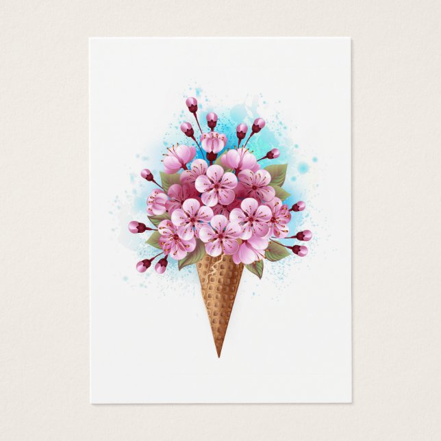 Crema rosa de hielo Sakura Waffle Cone (Frente)