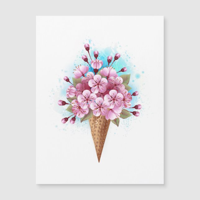 Crema rosa de hielo Sakura Waffle Cone (Anverso)