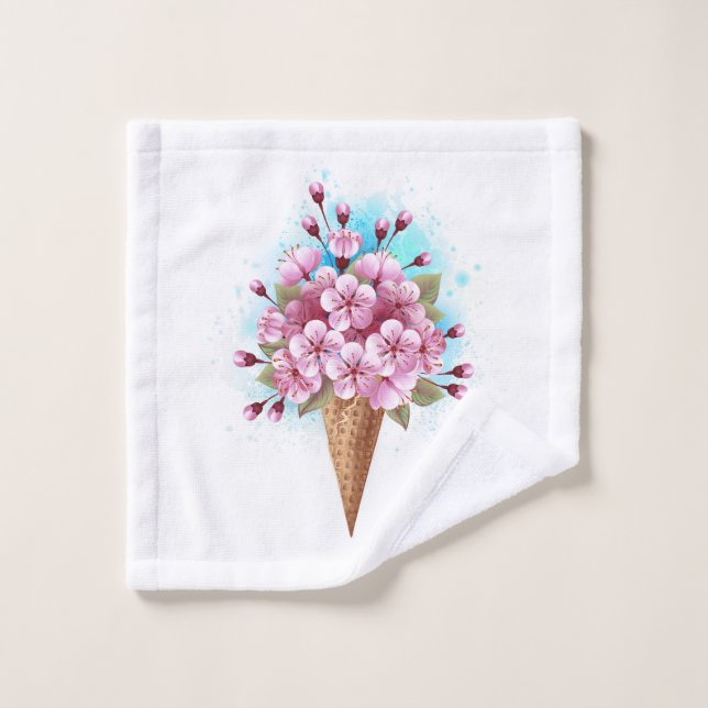 Crema rosa de hielo Sakura Waffle Cone (Toallita)