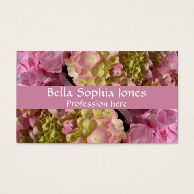 Crema rosa Hydrangeas amarillo rosa verde floral (Frente)