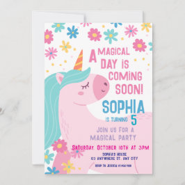 Crema rosa mágica unicornio invitación al arco iri