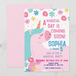 Crema rosa mágica unicornio invitación al arco iri