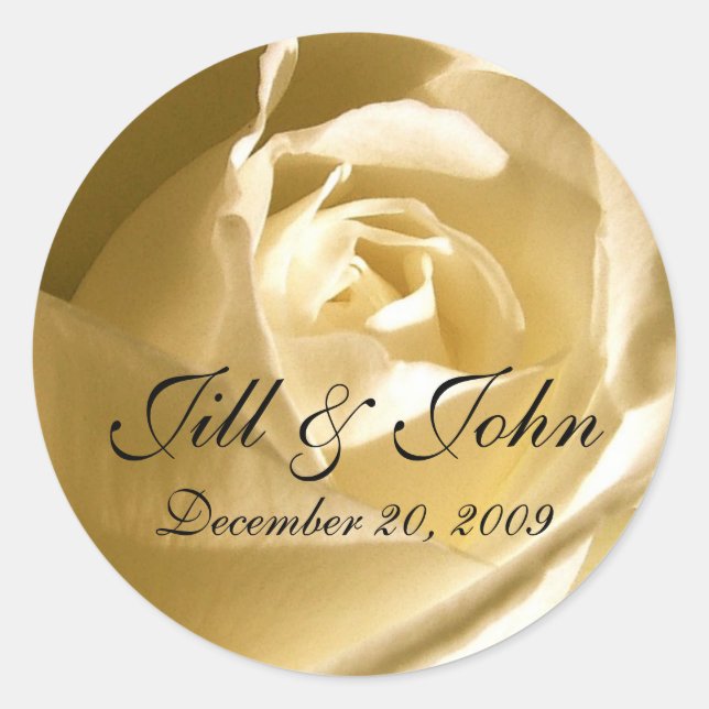 Crema Rosa Nombres Pegatina de la novia Favor de l (Anverso)