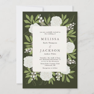 Crema Rosas en invitación a la boda verde