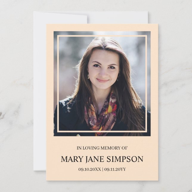 Crema Sencilla En memoria Funeral Foto (Anverso)