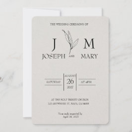 Crema y negro Minimalista elegante invitación a la