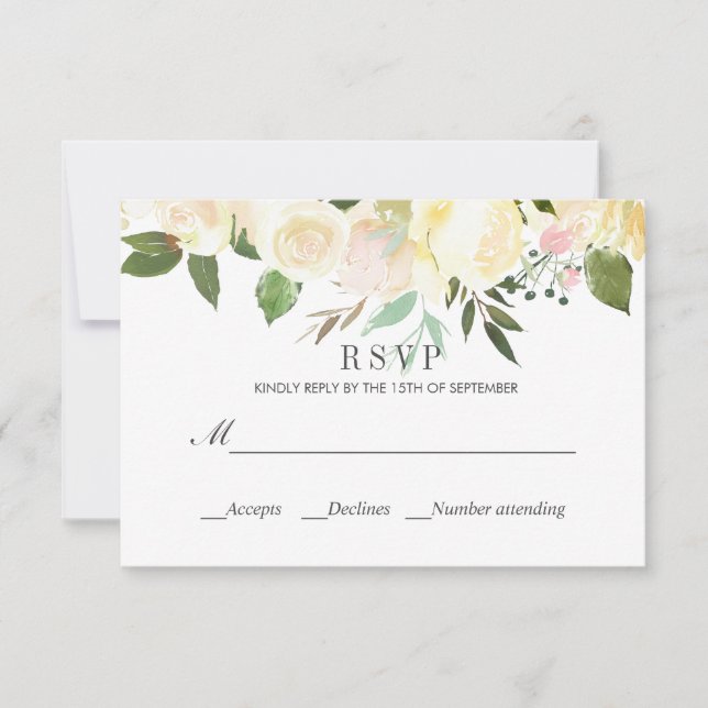 Crema y SAGE | Classic spring WEDDING RSVP (Anverso)