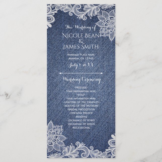 Cremallera del programa de bodas de encaje floral  (Anverso)