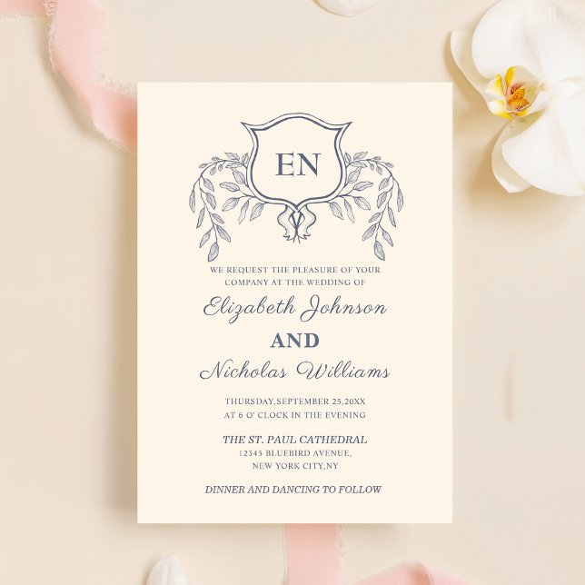 creme invitaciones de boda clásicas plantilla de u (Subido por el creador)