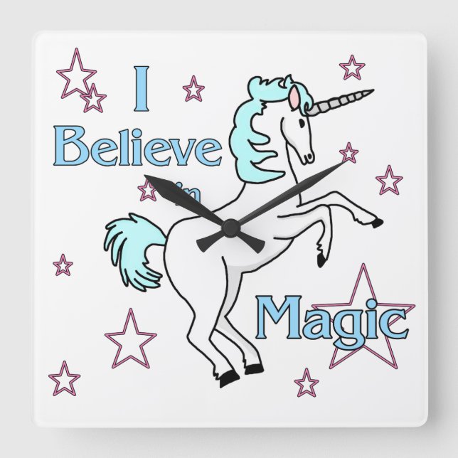 Creo en reloj de pared mágico del unicornio (Anverso)