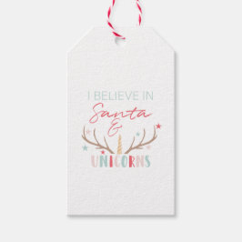 "Creo en Santa y Unicornios": Etiqueta de regalo p