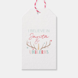 "Creo en Santa y Unicornios": Etiqueta de regalo p