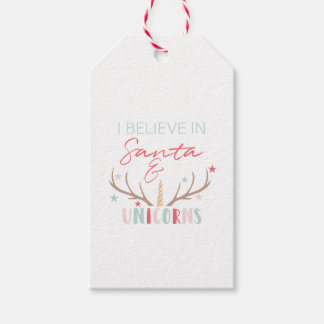 "Creo en Santa y Unicornios": Etiqueta de regalo p