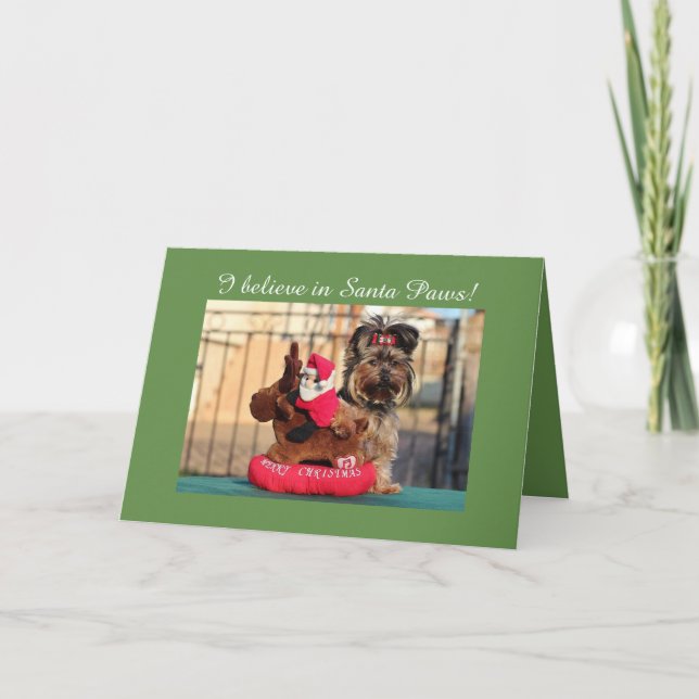 "Creo en tarjeta de Yorkie del navidad de las (Anverso)