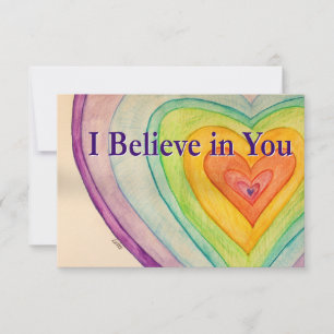 Creo en tu tarjeta de notas de arte Rainbow Hearts