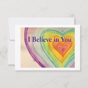 Creo en tu tarjeta de notas de arte Rainbow Hearts