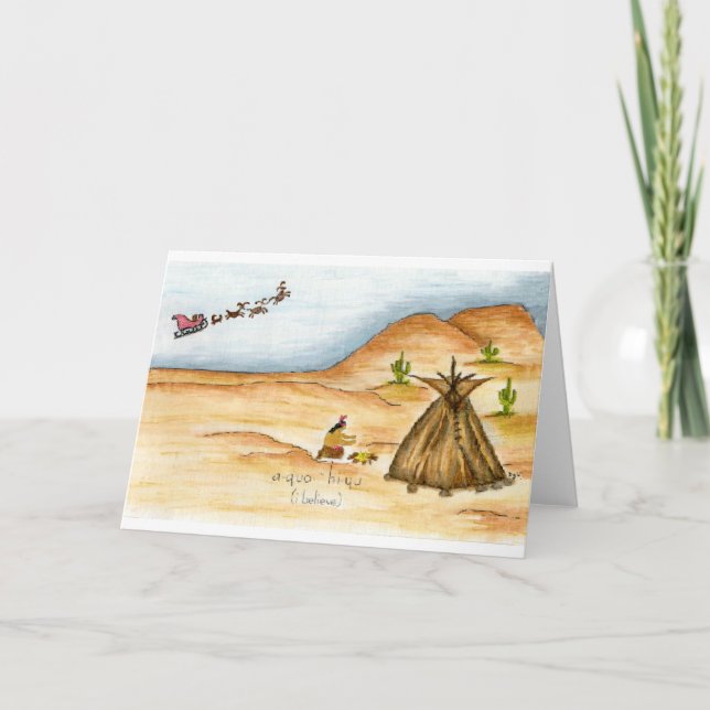 Creo la acuarela cherokee de la tarjeta de Navidad (Anverso)