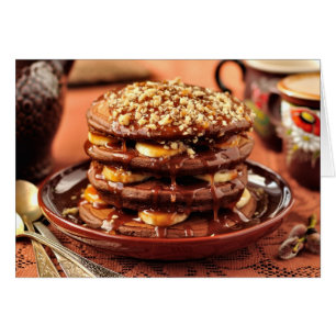 Crepes de chocolate con plátanos y caramelo