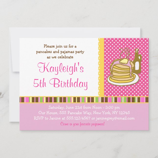 Crepes e invitaciones del cumpleaños del chica del (Anverso)