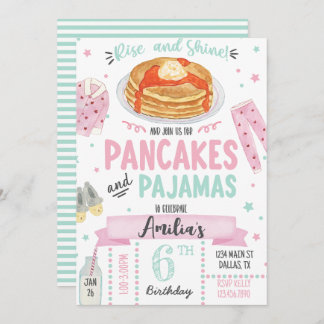 Crepes y pijamas Invitación a la fiesta de cumplea
