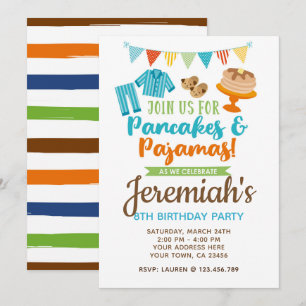 Crepes y pijamas Invitación al cumpleaños
