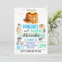 Crepes y pijamas vacías Invitación al cumpleaños