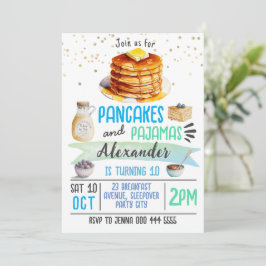 Crepes y pijamas vacías Invitación al cumpleaños
