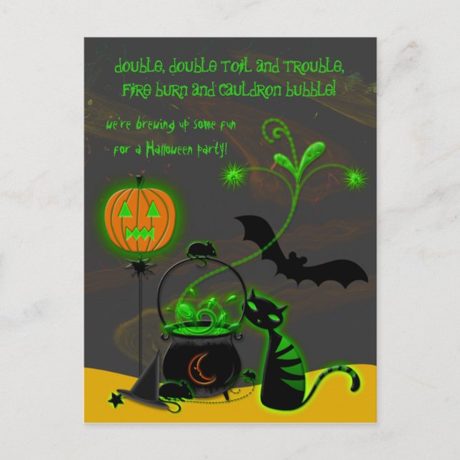 Crepitante invitación a la fiesta de Halloween de  (Anverso)