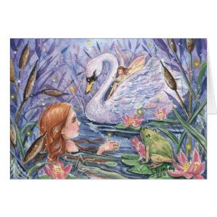 "Crepúsculo en tarjeta del lago"