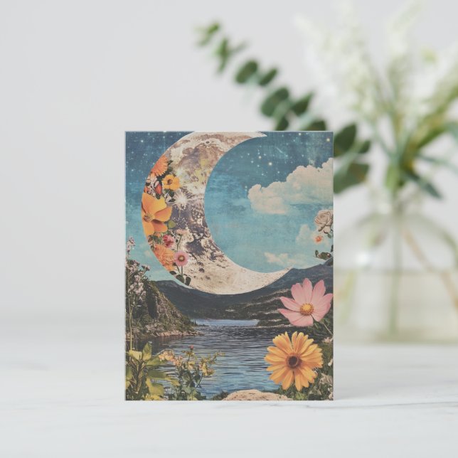 Crescent Moon Over Serene Landscape (Anverso de pie)