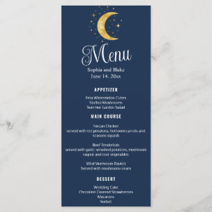 Crescent Moon Starry Night Boda Menú plano