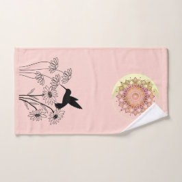 Crescent Serenity: Hummingbird and Floral Silhoue