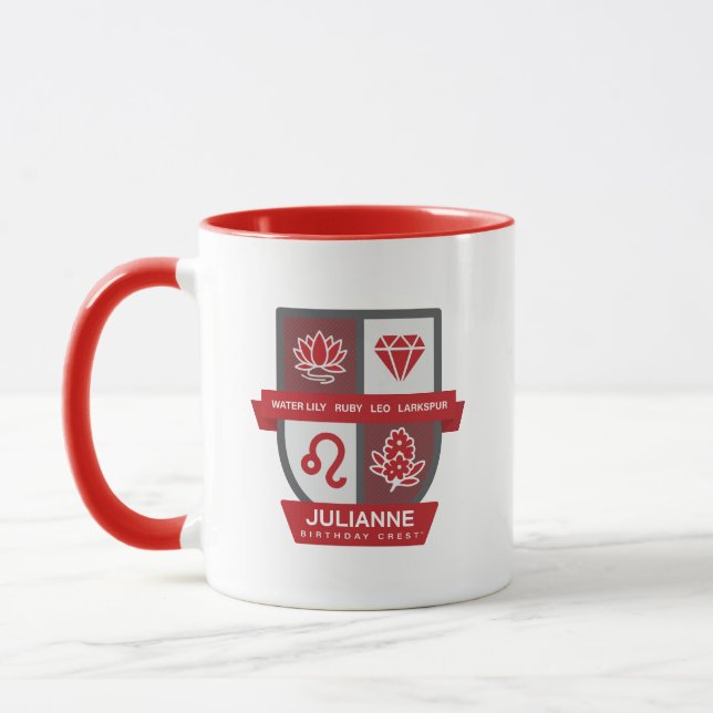 Crest de cumpleaños de Leo™ para taza del 23-31 de (Izquierda)