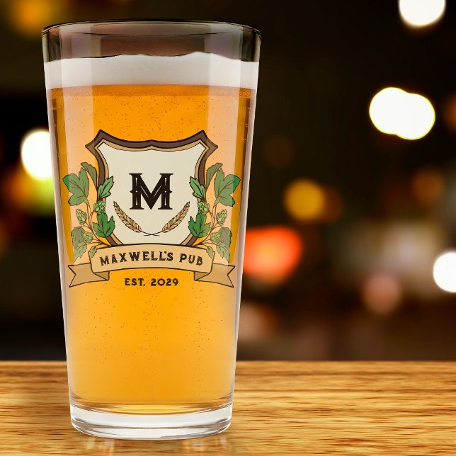 Crest de lúpulo personalizado para tu pub Monogram (Subido por el creador)
