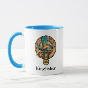 Crest de Martín Pescador sobre Taza Tartán Tartán