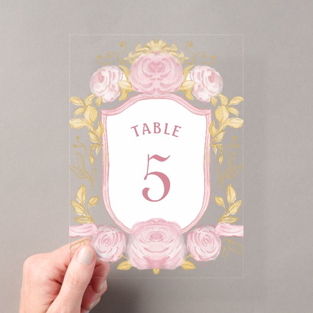 Crest de rosas en acuarela Número de mesa de acríl (Insitu (portátil))