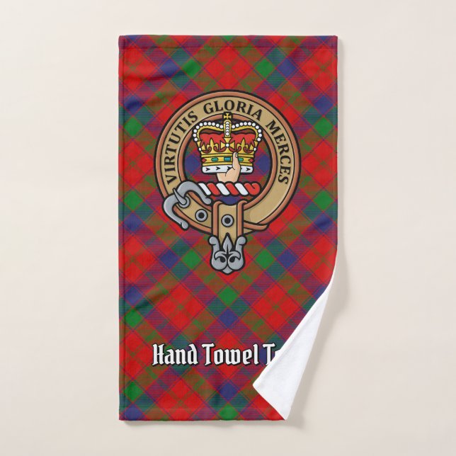 Crest del clan Robertson sobre tartán (Toalla de mano)
