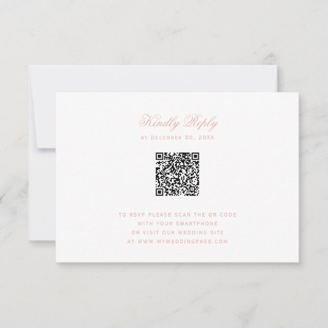 Crest dulce con lazos rosados RSVP con código QR c (Anverso)