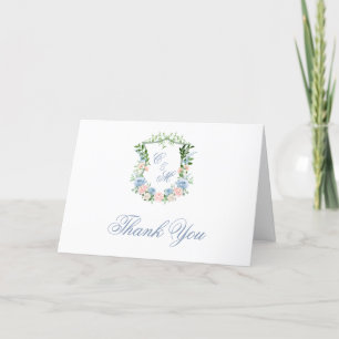 Crest Floral Azul Polvoriento Agradecimiento