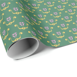 Crest Floral Moderno en Papel de Regalo Verde