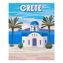 Creta Poster Travel, iglesia blanca griega