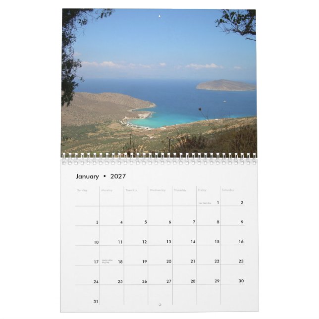 CRETE, calendario de pared de GRECIA (Jan 2027)