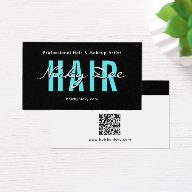 Crew Talent Block Text Business Card | QR Code (Escritorio)