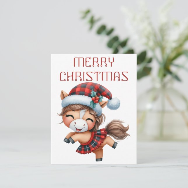 Cría de Caballo Bailando - Tarjeta de Navidad (Anverso de pie)