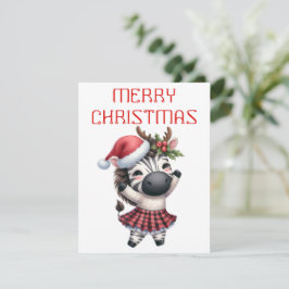 Cría de cebra bailando - Tarjeta de Navidad