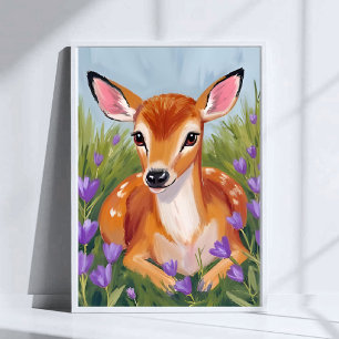 Cría de ciervo cervatillo pintura de animal arte d