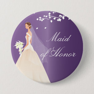 Criada Amethyst de la novia del botón nupcial del