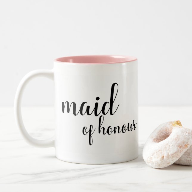 Criada del honor, taza nupcial de la caligrafía (Con donut)
