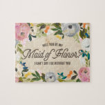 Criada floral del vintage el | del rompecabezas<br><div class="desc">Pedir que su fiesta nupcial sea parte de su día especial puede ser apenas tan emocionante como su compromiso. ¿Haga estallar la pregunta a sus mejores amigos con este rompecabezas floral del vintage que diga que "usted será mi criada del honor? No puedo decir que hago sin usted.</div>